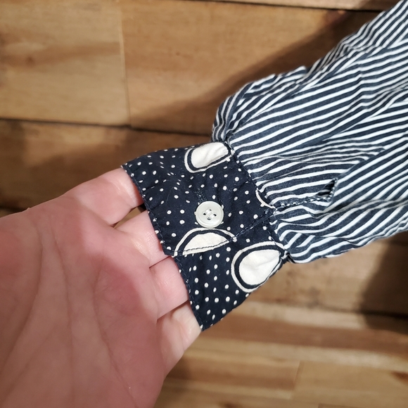 Unique 100% Cotton Floral & Striped Button-up Blouse Womens Size Small - Picture 8 of 14